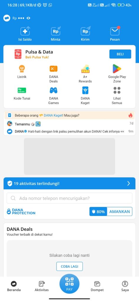 Halaman Utama Dana